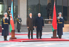 Ceremony of official welcome for Azerbaijan President Ilham Aliyev at the Palace of Independence in Minsk