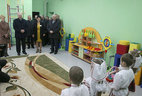Alexander Lukashenko visits a kindergarten in the village of Dobryn, Yelsk District