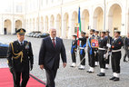 Церемония официальной встречи Президента Беларуси Александра Лукашенко в Квиринальском дворце в Риме с участием почетного караула