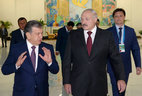 Belarus President Alexander Lukashenko arrives in Uzbekistan on a working visit. He is welcomed by Uzbekistan Prime Minister Shavkat Mirziyoyev at the airport