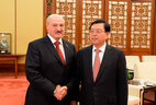 Belarus President Alexander Lukashenko and Chairman of the Standing Committee of the National People's Congress Zhang Dejiang