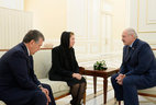 Belarus President Alexander Lukashenko, Islam Karimov’s widow Tatyana Karimova, and Acting President of Uzbekistan, Prime Minister Shavkat Mirziyoyev