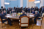 Belarus President Alexander Lukashenko attends the narrow-format meeting of the CSTO Collective Security Council
