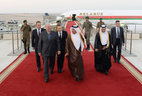 Belarus President Alexander Lukashenko is welcomed at Hamad International Airport