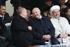 Belarus President Alexander Lukashenko and Turkey President Recep Tayyip Erdogan attend the opening ceremony of the Cathedral Mosque in Minsk