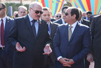 Belarus President Alexander Lukashenko and Egypt President Abdel Fattah el-Sisi visit the exposition of Belarusian equipment