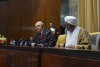 Belarus President Alexander Lukashenko and Speaker of the National Assembly of Sudan Ibrahim Ahmed Omer
