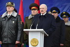 Alexander Lukashenko attends the solemn parade to mark the 100th anniversary of Belarusian police