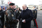 Alexander Lukashenko with commanders of police units