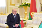 Alexander Lukashenko during the one-on-one negotiations with Turkmenistan President Gurbanguly Berdimuhamedow