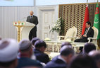 Alexander Lukashenko delivers remarks at the opening ceremony