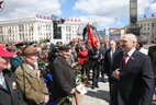 During the ceremony at the Victory Square