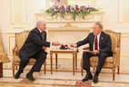 Alexander Lukashenko hands over the copies of the archive documents concerning women convicted in the BSSR at the end of the 1930s for political reasons and convoyed to prison on the territory of Kazakhstan to Nursultan Nazarbayev