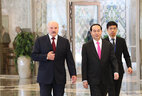 Meeting of Belarus President Alexander Lukashenko and Vietnam President Tran Dai Quang at the Palace of Independence