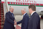 Belarus President Alexander Lukashenko, State Secretary of the Union State Grigory Rapota and Ambassador Extraordinary and Plenipotentiary of Belarus to Russia Igor Petrishenko at Vnukovo 2 airport