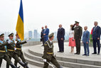 During a wreath ceremony at the Monument of Eternal Glory at the Tomb of the Unknown Soldier