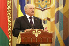 Belarus President Alexander Lukashenko speaks during a press conference