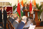 Meeting of Belarus President Alexander Lukashenko and Indian Prime Minister Narendra Modi with mass media representatives