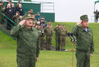Belarus President Alexander Lukashenko observes the Belarusian-Russian strategic army exercise Zapad 2017
