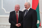 Belarus President Alexander Lukashenko and Ambassador Extraordinary and Plenipotentiary of Moldova to Belarus Victor Sorochan