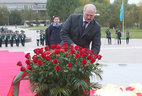 President of Belarus Alexander Lukashenko laid flowers at the monument to Fatherland defenders in Astana
