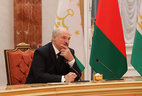 Belarus President Alexander Lukashenko during the talks with Tajikistan President Emomali Rahmon