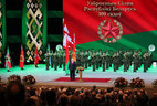Alexander Lukashenko delivers a speech at the solemn meeting