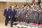 Аляксандр Лукашэнка ў час адкрыцця Палаца гімнастыкі