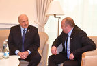Belarus President Alexander Lukashenko and Georgia President Giorgi Margvelashvili at Tbilisi International Airport