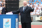 Belarus President Alexander Lukashenko starts the countdown to the 2nd European Games
