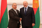 Belarus President Alexander Lukashenko and Ambassador Extraordinary and Plenipotentiary of the Republic of Cyprus to Belarus Leonidas Markidis