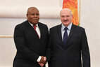 Belarus President Alexander Lukashenko and Ambassador Extraordinary and Plenipotentiary of the Republic of Congo to Belarus David Maduka