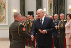Alexander Lukashenko presents major-general’s straps to First Deputy Chief for Support Services of the Armed Forces, Chief of Staff for Logistics Alexander Panferov