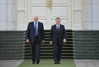 Ceremony of official welcome for Belarus President Alexander Lukashenko at Uzbekistan President Shavkat Mirziyoyev’s state residence Kuksaroy (Blue Palace)