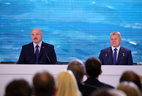 Belarus President Alexander Lukashenko and cosmonaut Oleg Novitsky