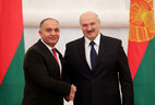 Belarus President Alexander Lukashenko and Ambassador Extraordinary and Plenipotentiary of Jordan to Belarus Amjad Odeh Adaileh