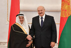Belarus President Alexander Lukashenko and Ambassador Extraordinary and Plenipotentiary of Saudi Arabia to Belarus Raed bin Khaled Qarmali