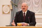 Belarus President Alexander Lukashenko during the talks with Azerbaijan President Ilham Aliyev in the extended format