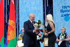 Special prize of the President of Belarus is presented to Yelena Golubeva, deputy head of the department for the development and implementation of special projects of the main department for cultural and social work of the FTUB Council