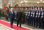 Ceremony of official welcome for Zimbabwe President Emmerson Mnangagwa at the Palace of Independence