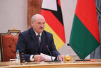 Belarus President Aleksandr Lukashenko during the extended talks with Zimbabwe President Emmerson Mnangagwa