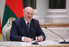 Belarus President Aleksandr Lukashenko during the meeting with mass media representatives