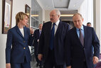 Belarus President Aleksandr Lukashenko and Russia President Vladimir Putin during the visit to Sirius Education Center
