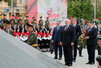 Aleksandr Lukashenko attends the wreath ceremony in Victory Square