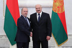 Belarus President Aleksandr Lukashenko and Ambassador Extraordinary and Plenipotentiary of Spain to Belarus Fernando Valderrama Pareja