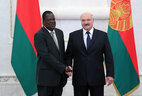 Belarus President Aleksandr Lukashenko and Ambassador Extraordinary and Plenipotentiary of Uganda to Belarus Johnson Agara Olwa