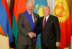 Belarus President Aleksandr Lukashenko and first president of Kazakhstan Nursultan Nazarbayev