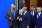 Belarus President Aleksandr Lukashenko, Russia President Vladimir Putin, Kyrgyzstan President Sooronbay Jeenbekov, first president of Kazakhstan Nursultan Nazarbayev