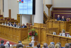 Во время пленарного заседания VI Форума регионов Беларуси и России