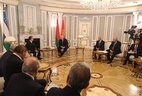 Belarus President Aleksandr Lukashenko and Uzbekistan President Shavkat Mirziyoyev during the one-on-one meeting